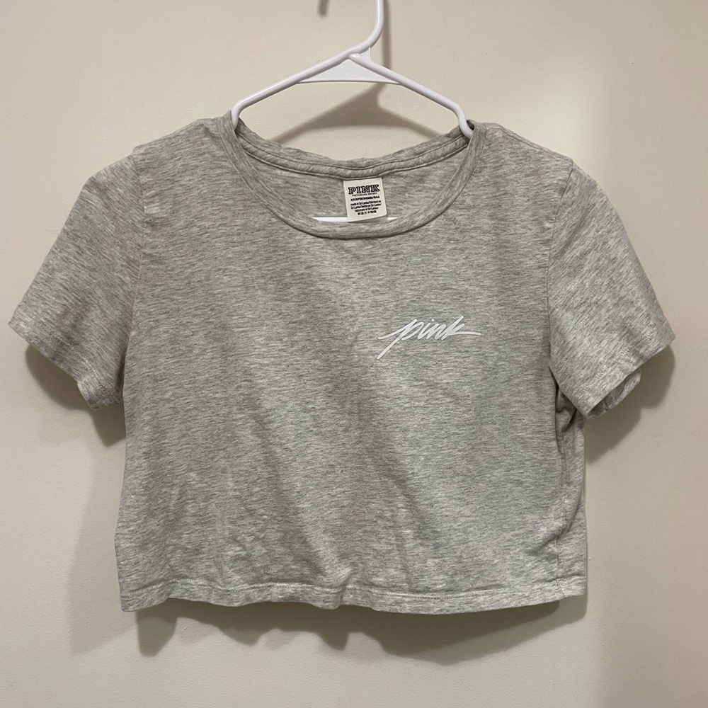 PINK Grey Tee Cropped size XS - Picture 2 of 5